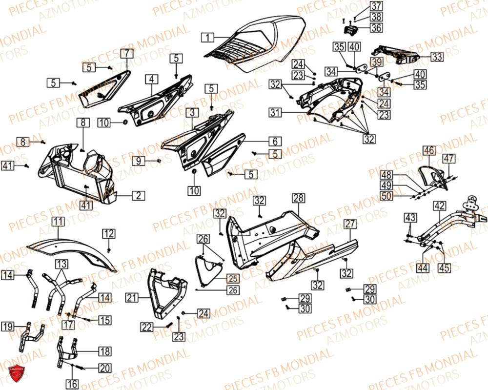Selle FB MONDIAL Pieces HPS 125 ABS E5 (M1-M4)