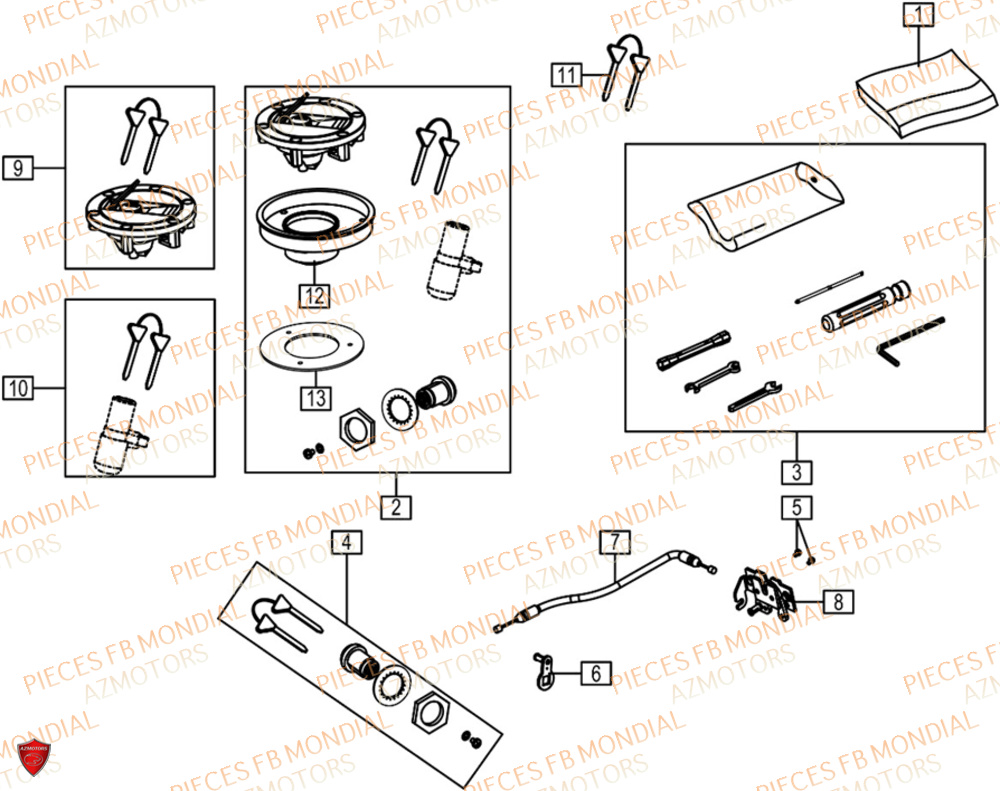 Serrure FB MONDIAL Pieces HPS 125 ABS E5 (M1-M4)