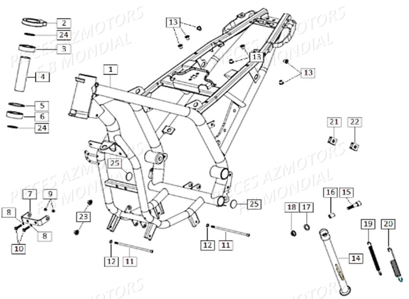 CHASSIS_CADRE FB MONDIAL Pieces HPS 125 CBS E4 FB Mondial Origine