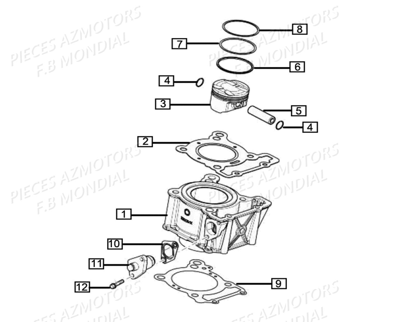 Cylindre Piston FB MONDIAL Pieces HPS_125 CBS E4 FB Mondial Origine