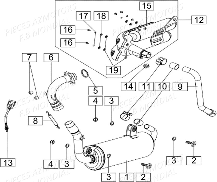 Echappement FB MONDIAL Pieces HPS_125 CBS E4 FB Mondial Origine