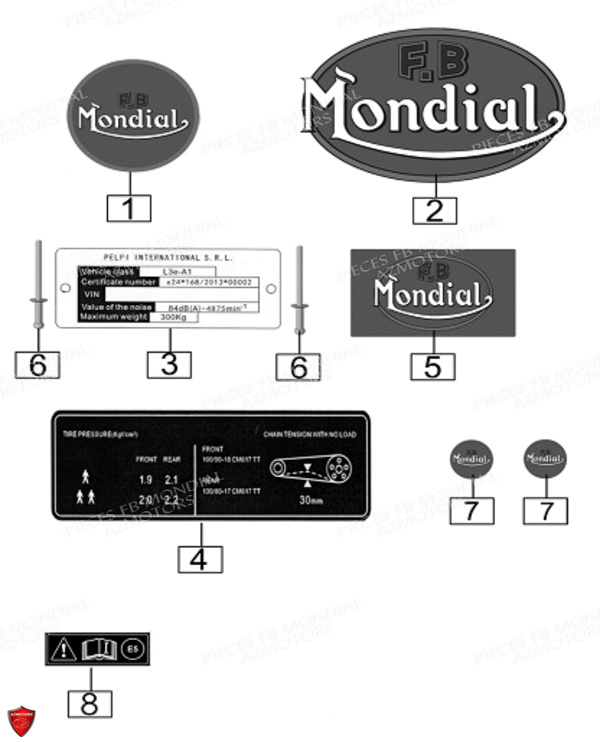 Stickers FB MONDIAL Pieces HPS 125 LIMITED EDITION E4 FB Mondial Origine
