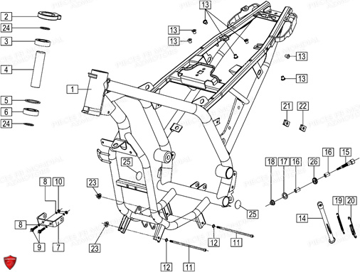 CADRE FB MONDIAL Pieces HPS 125 UBBIALI EU5 FB Mondial Origine