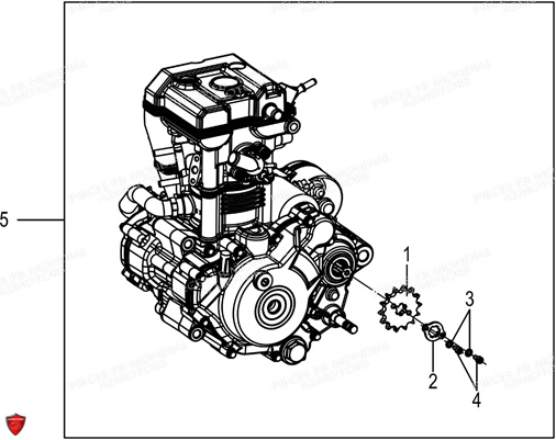 MOTEUR PIGNON SORTIE BOITE FB MONDIAL HPS 125 UBBIALI E5