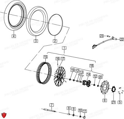 Roue Avant FB MONDIAL Pieces HPS 125 UBBIALI E5 FB Mondial Origine