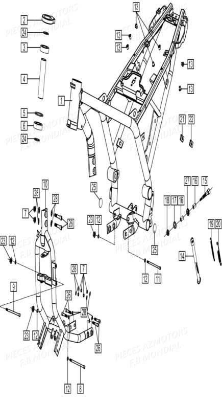 Chassis Cadre FB MONDIAL Pieces HPS 300 ABS EU4 Mondial Origine