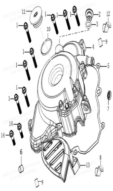 COUVRE_CARTER_GAUCHE FB MONDIAL Pieces HPS 300 ABS EU4 Mondial Origine