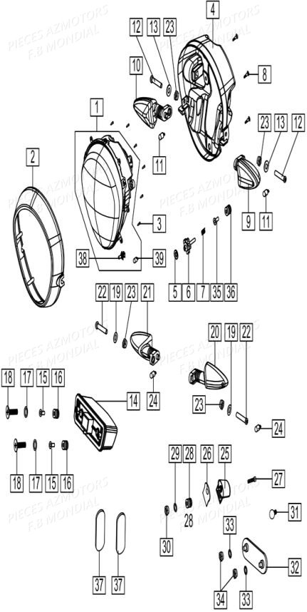 Phare Clignotants Feu Arriere FB MONDIAL Pieces HPS 300 ABS EU4 Mondial Origine