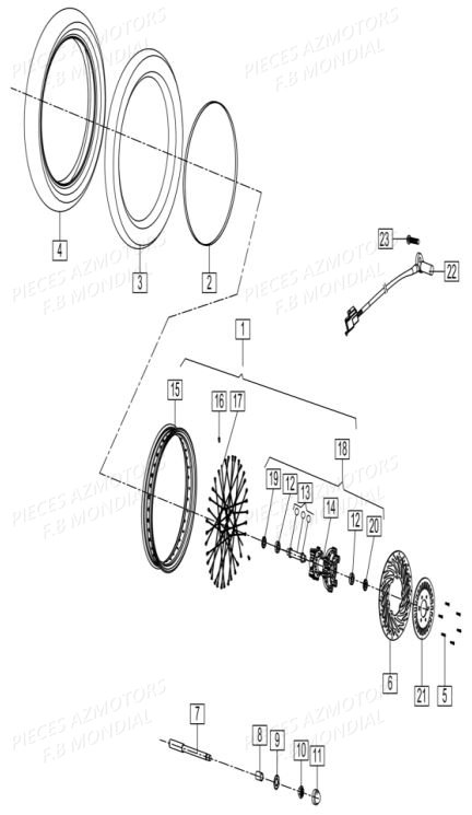 ROUE_AVANT FB MONDIAL Pieces HPS 300 ABS EU4 Mondial Origine