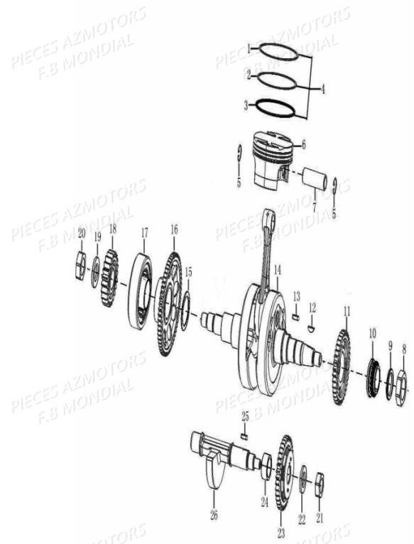 Vilebrequin Piston FB MONDIAL Pieces HPS 300 ABS EU4 Mondial Origine