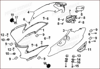 Carenage Laterale KEEWAY Pieces KEEWAY HURRICANE 50 2ST QJ1E40QMB 2007