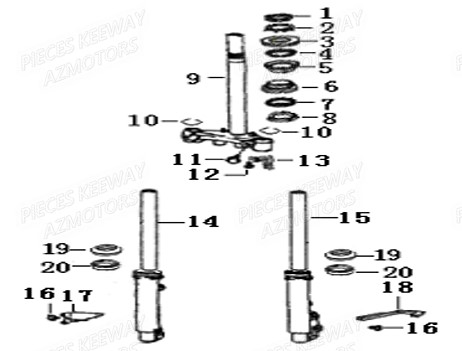 Fourche KEEWAY Pieces KEEWAY HURRICANE 50 2ST QJ1E40QMB 2007