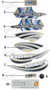 STICKERS BLEU KEEWAY HURRICANE 50 2T 09