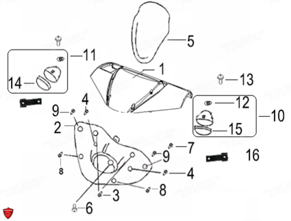 Carnenage Guidon Clignotants KEEWAY Pieces KEEWAY HURRICANE 50 4T 137QMB (Avant 2011)