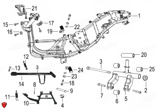 Chassis Cadre KEEWAY Pieces KEEWAY HURRICANE 50 4T 137QMB-3 (2012)