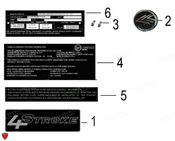 Stickers Labels KEEWAY Pieces KEEWAY HURRICANE 50 4T 137QMB-3 (2012)