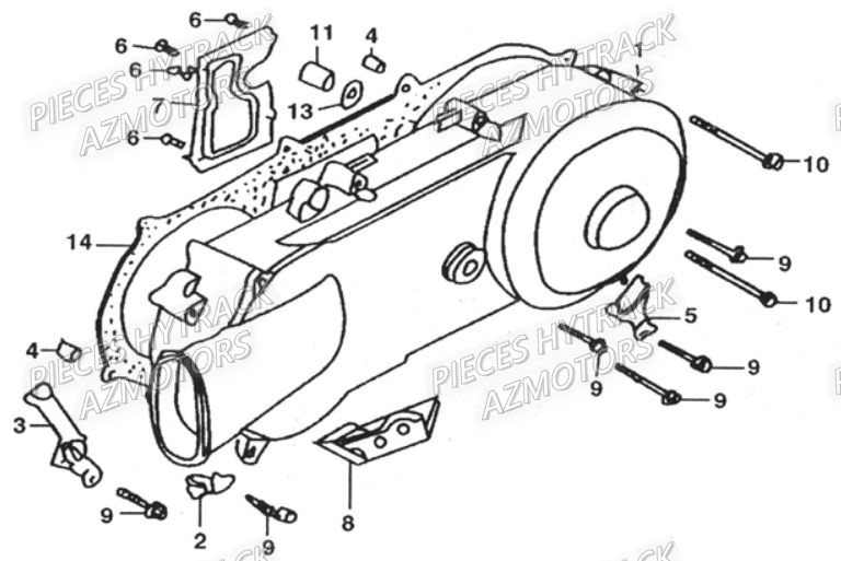 CACHE CARTER MOTEUR GAUCHE AZMOTORS HY100SX