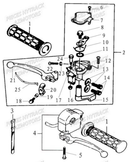 POIGNEES HYTRACK Pieces Origine Quad HY 100SX piece en stock origine quad hytrack bougie batterie courroie galets carenage ampoule alternateur alimentation electrique cable de freins carburateur carrosserie avant carrosserie arriere carter moteur droit chassis roue plaquettes de frein colonne de direction culasse cylindre piston embiellage direction avant selle echappement filtre a air marche pied poignees suspension variateur transmission kit chaine enfant