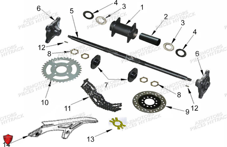 Axe Arriere No Serie L08ag.a7.... HYTRACK Pieces Origine Quad HY110_ST