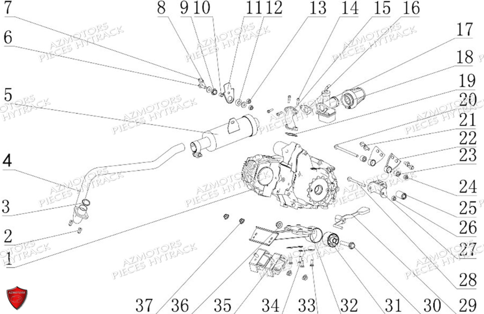 Echappement Support Moteur No Serie L08ag.2e... HYTRACK Pieces Origine Quad HY110_ST