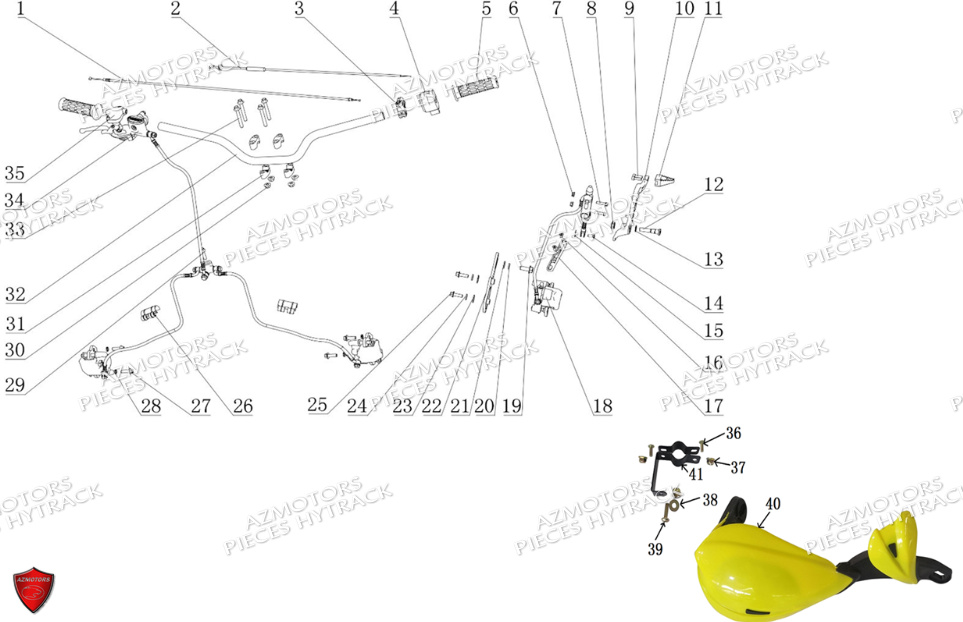 Guidon Systeme Freinage No Serie L08ag.2e.... HYTRACK Pieces Origine Quad HY110_ST