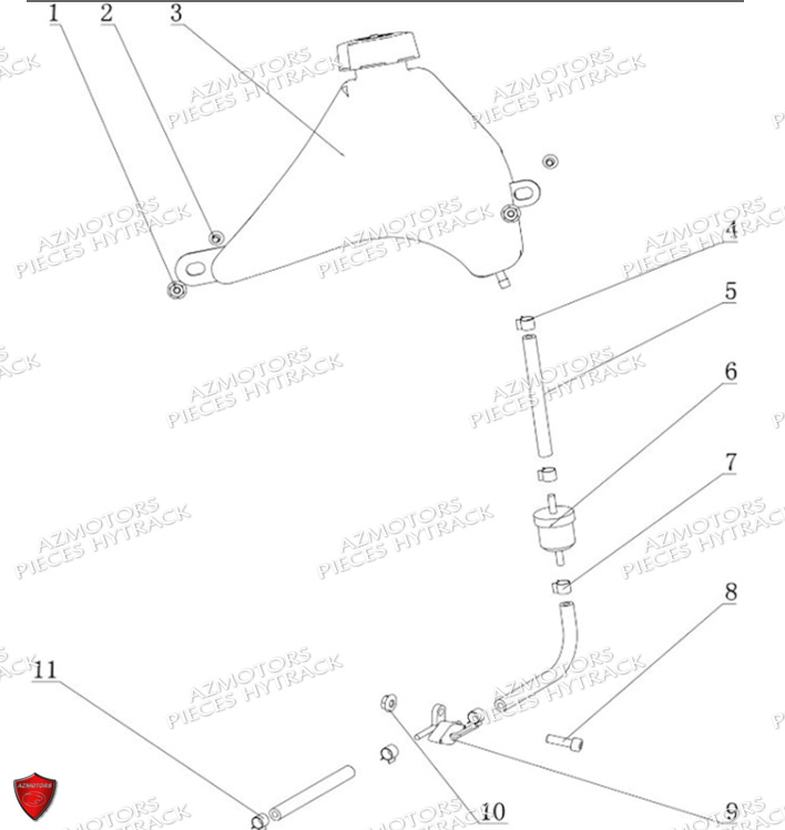 RESERVOIR-A-CARBURANT-NO-SERIE-L08AG.2E..... HYTRACK Pieces Origine Quad HY110 ST