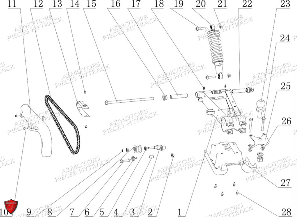 Suspension Arriere No Serie L08ag.2e..... HYTRACK Pieces Origine Quad HY110_ST