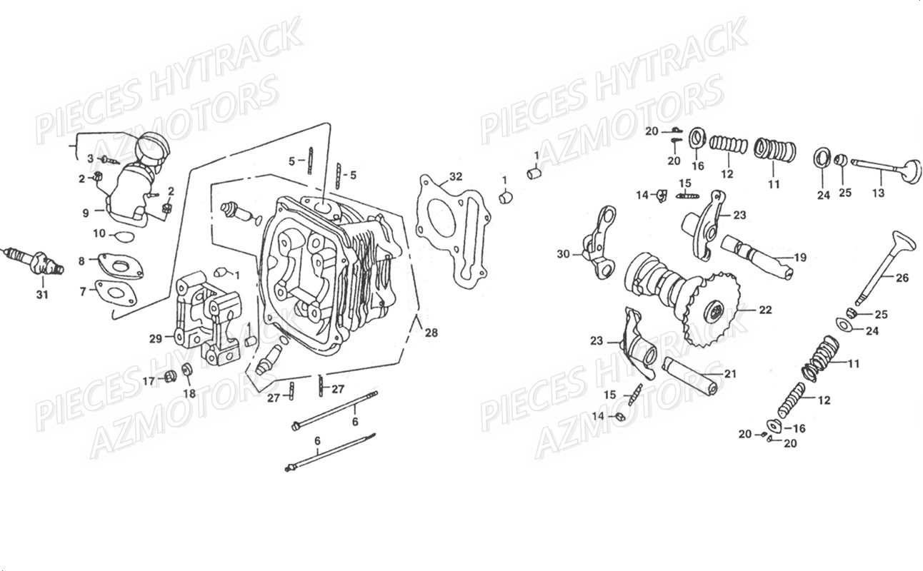 CULASSE HYTRACK Pieces Origine Quad HY 125SX piece en stock origine quad hytrack bougie batterie courroie galets carenage ampoule alternateur alimentation electrique cable de freins carburateur carrosserie avant carrosserie arriere carter moteur droit chassis roue plaquettes de frein colonne de direction culasse cylindre piston embiellage direction avant selle echappement filtre a air marche pied poignees suspension variateur transmission kit chaine enfant