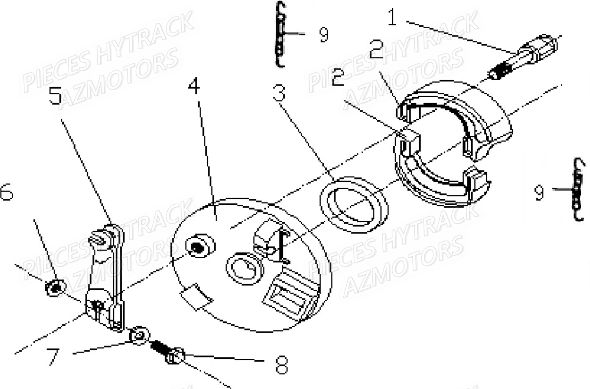 FREIN_AVANT HYTRACK Pieces Origine Quad HY 125SX piece en stock origine quad hytrack bougie batterie courroie galets carenage ampoule alternateur alimentation electrique cable de freins carburateur carrosserie avant carrosserie arriere carter moteur droit chassis roue plaquettes de frein colonne de direction culasse cylindre piston embiellage direction avant selle echappement filtre a air marche pied poignees suspension variateur transmission kit chaine enfant