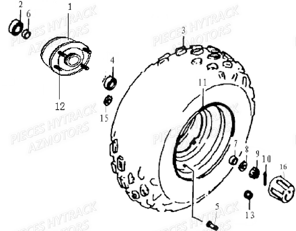 ROUES_AVANT HYTRACK Pieces Origine Quad HY 125SX piece en stock origine quad hytrack bougie batterie courroie galets carenage ampoule alternateur alimentation electrique cable de freins carburateur carrosserie avant carrosserie arriere carter moteur droit chassis roue plaquettes de frein colonne de direction culasse cylindre piston embiellage direction avant selle echappement filtre a air marche pied poignees suspension variateur transmission kit chaine enfant