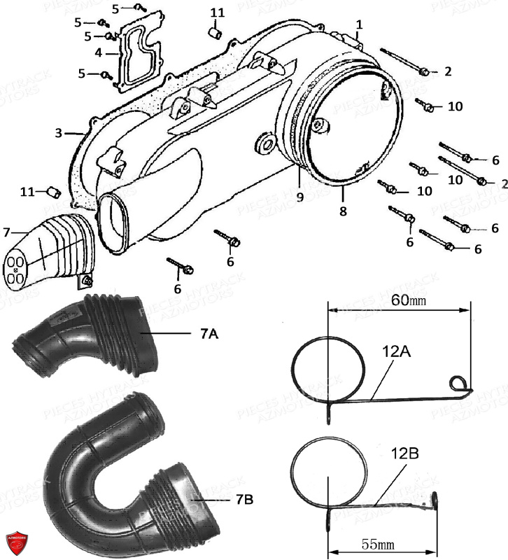 Cache Carter Moteur Gauche Modele 2019 Et Avant HYTRACK Pieces Origine Quad HY150 - 150S - 150SX