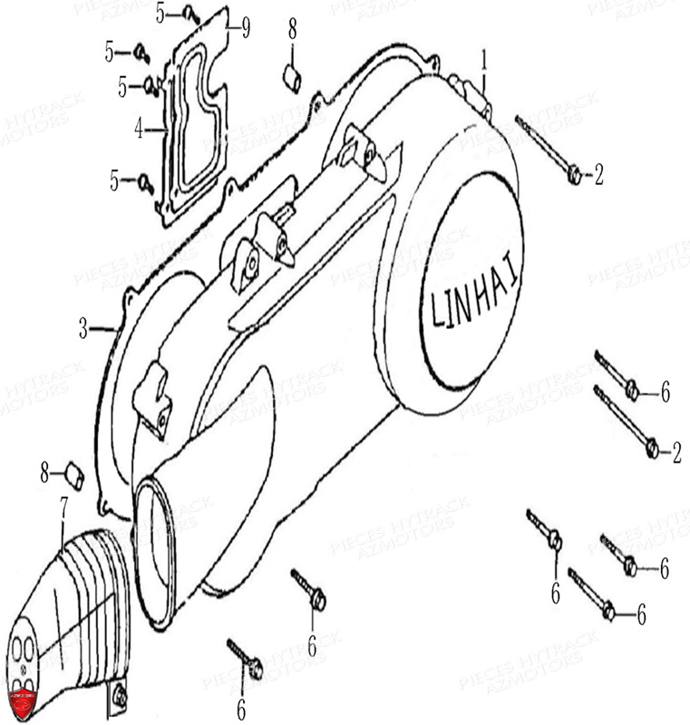 Cache Carter Moteur Gauche Modele A Partir De 2020 HYTRACK Pieces Origine Quad HY150 - 150S - 150SX
