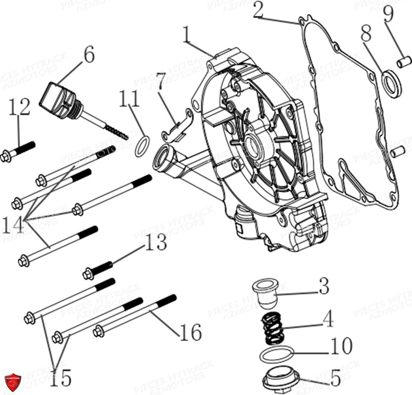 Carter Moteur Droit Modele A Partir De 2020 HYTRACK Pieces Origine Quad HY150 - 150S - 150SX