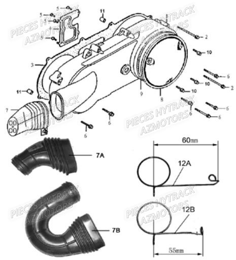 CARTER MOTEUR GAUCHE AZMOTORS HY150S SX
