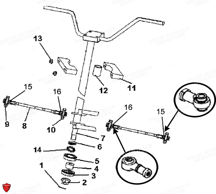 Colonne De Direction HYTRACK Pieces Origine Quad HY150 - 150S - 150SX