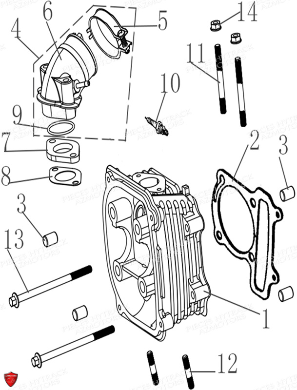 Culasse Modele A Partir De 2020 HYTRACK Pieces Origine Quad HY150 - 150S - 150SX