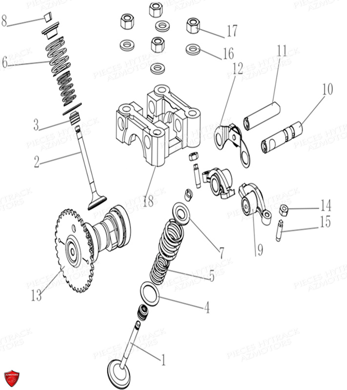 Culbuteurs Arbre A Cames Soupapes Modele A Partir De 2020 HYTRACK Pieces Origine Quad HY150 - 150S - 150SX