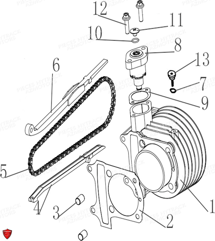 Cylindre Chaine De Distribution Modele A Partir De 2020 HYTRACK Pieces Origine Quad HY150 - 150S - 150SX