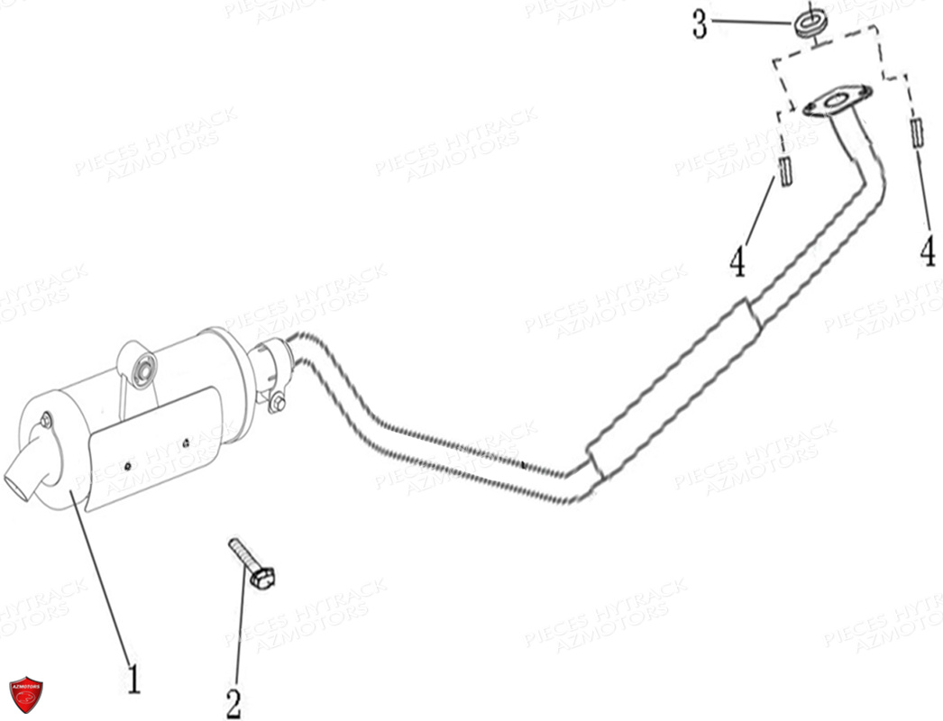 Echappement Modele A Partir De 2020 HYTRACK Pieces Origine Quad HY150 - 150S - 150SX
