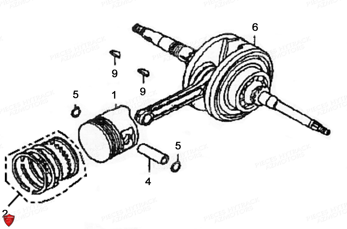 Embiellage Avec Piston Modele 2019 Et Avant HYTRACK Pieces Origine Quad HY150 - 150S - 150SX
