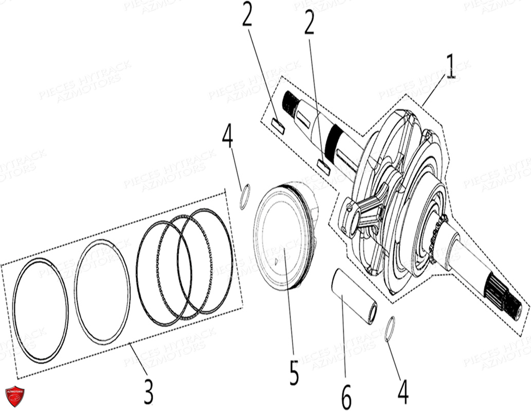 Embiellage Avec Piston Modele A Partir De 2020 HYTRACK Pieces Origine Quad HY150 - 150S - 150SX