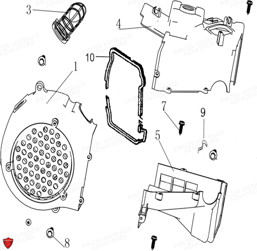 Ensemble Cache Ventilateur Modele A Partir De 2020 HYTRACK Pieces Origine Quad HY150 - 150S - 150SX