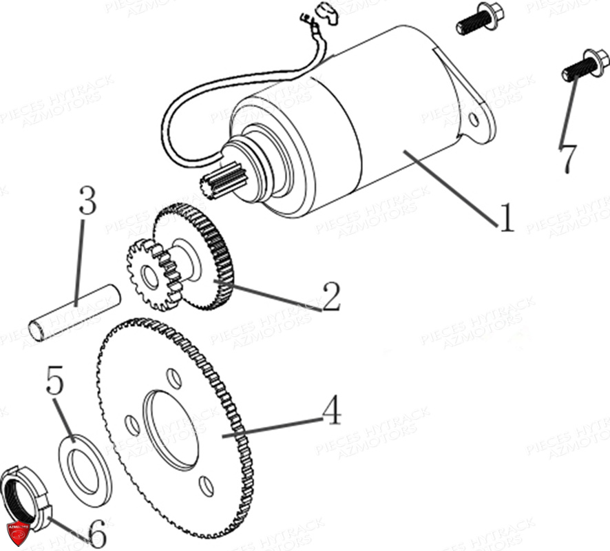 Ensemble Demarreur Roue Libre Modele A Partir De 2020 HYTRACK Pieces Origine Quad HY150 - 150S - 150SX