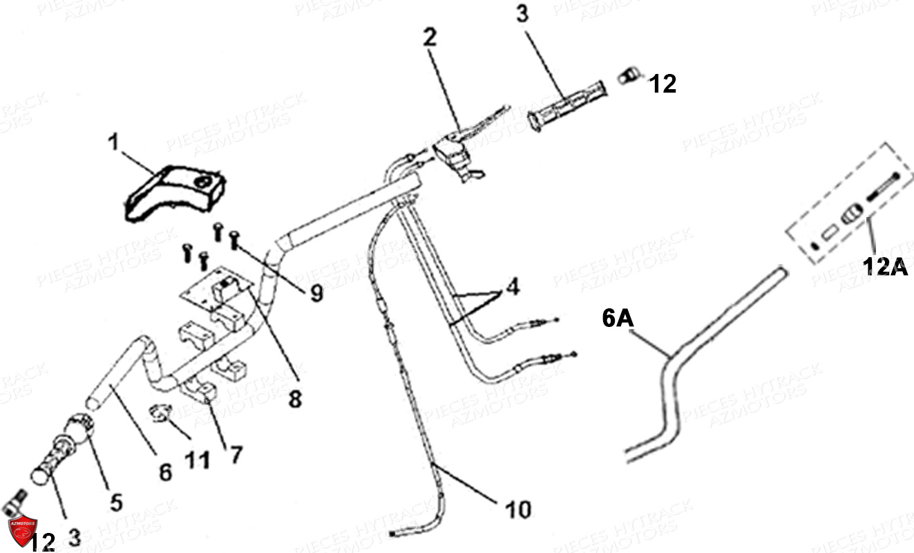 GUIDON_MODELE_2005_ET_AVANT HYTRACK Pieces Quad HYTRACK HY150-150S-150SX detachees fiche technique batterie hytrack vue eclates avis neuf occasion achat en ligne origine