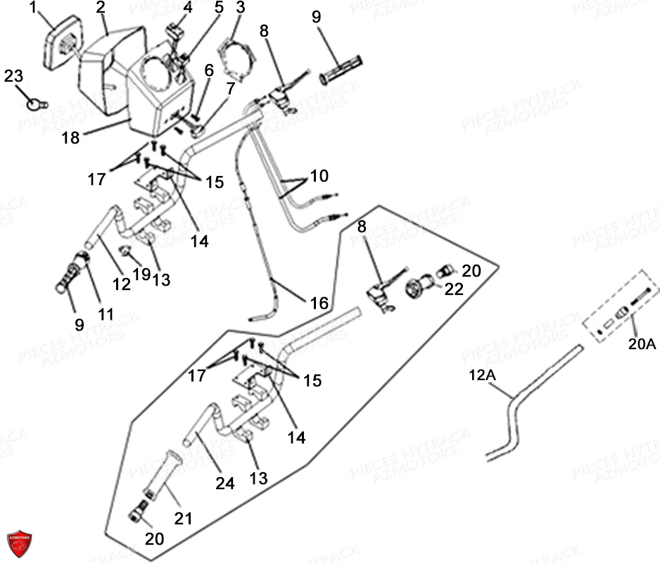 Guidon Modele A Partir De 2006 HYTRACK Pieces Origine Quad HY150 - 150S - 150SX
