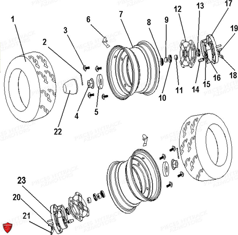 Roues Avant HYTRACK Pieces Origine Quad HY150 - 150S - 150SX