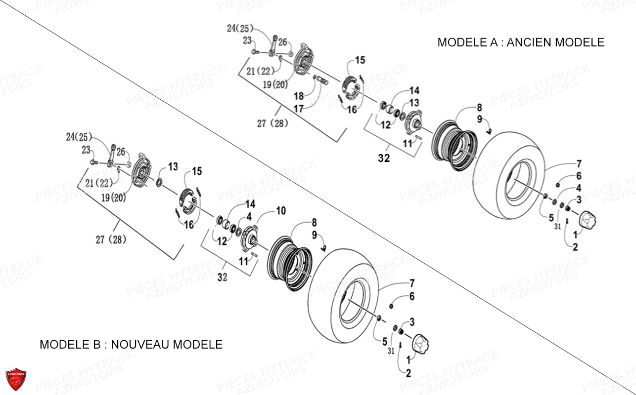Roues Avant HYTRACK Pieces Origine Quad HY170_ST