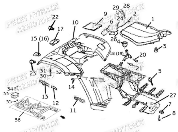 Carrosserie Arriere HYTRACK Pièces Quad HY210