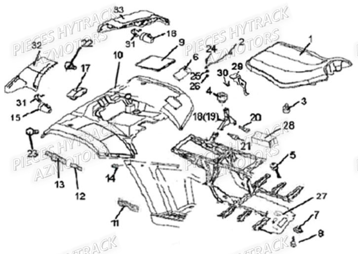 Carrosserie Arriere HYTRACK Pièces Quad HY210S