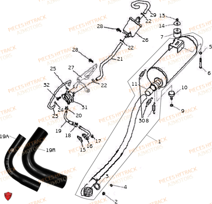 Echappement Euro 2 Du No Serie Ll8atn4z HYTRACK Pièces Quad HY265H